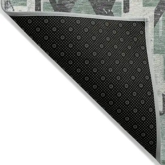 Pale Aqua And Gray Aztec Washable Indoor Outdoor Area Rug Photo 9