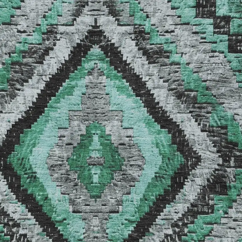 Pale Aqua And Gray Aztec Washable Indoor Outdoor Area Rug Photo 3