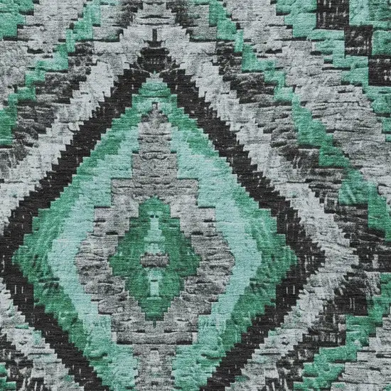 Pale Aqua And Gray Aztec Washable Indoor Outdoor Area Rug Photo 3
