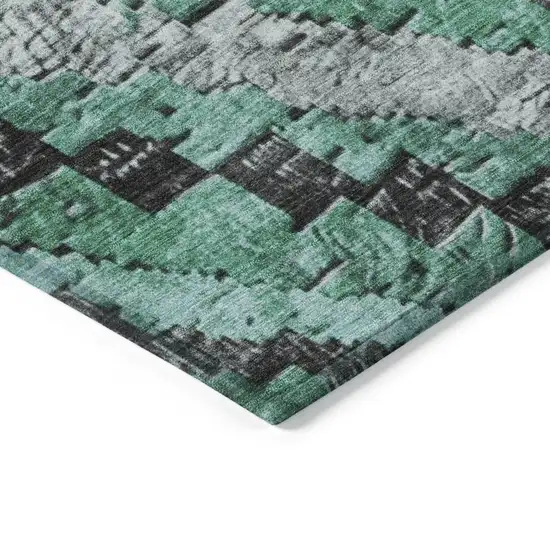 Pale Aqua And Gray Aztec Washable Indoor Outdoor Area Rug Photo 9