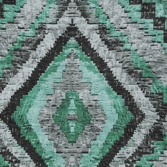 Pale Aqua And Gray Aztec Washable Indoor Outdoor Area Rug Photo 4