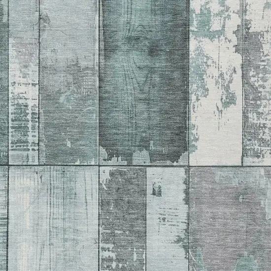 Pale Aqua And Gray Geometric Washable Indoor Outdoor Area Rug Photo 3