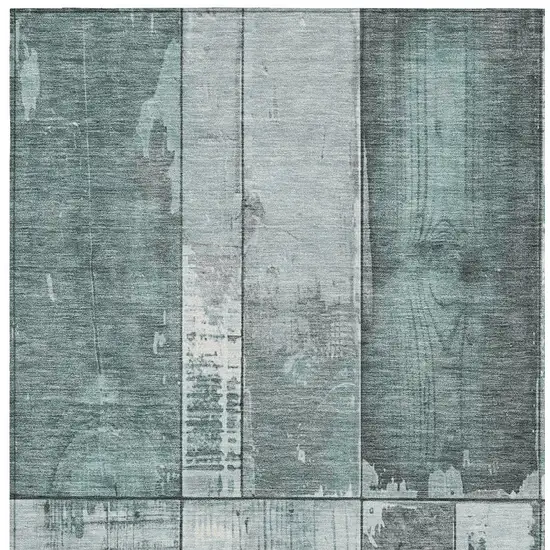 Pale Aqua And Gray Geometric Washable Indoor Outdoor Area Rug Photo 9