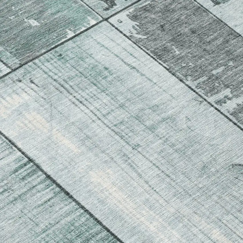 Pale Aqua And Gray Geometric Washable Indoor Outdoor Area Rug Photo 8