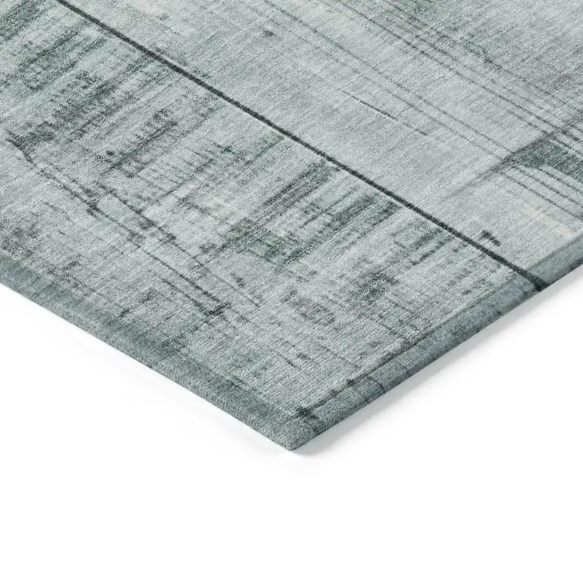 Pale Aqua And Gray Geometric Washable Indoor Outdoor Area Rug Photo 6