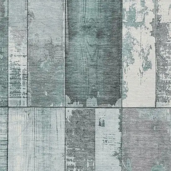 Pale Aqua And Gray Geometric Washable Indoor Outdoor Area Rug Photo 3