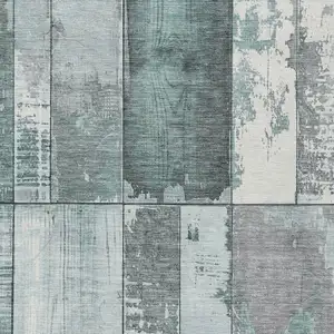 Photo of Pale Aqua And Gray Geometric Washable Indoor Outdoor Area Rug