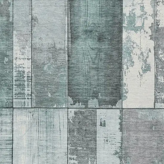 Pale Aqua And Gray Geometric Washable Indoor Outdoor Area Rug Photo 3