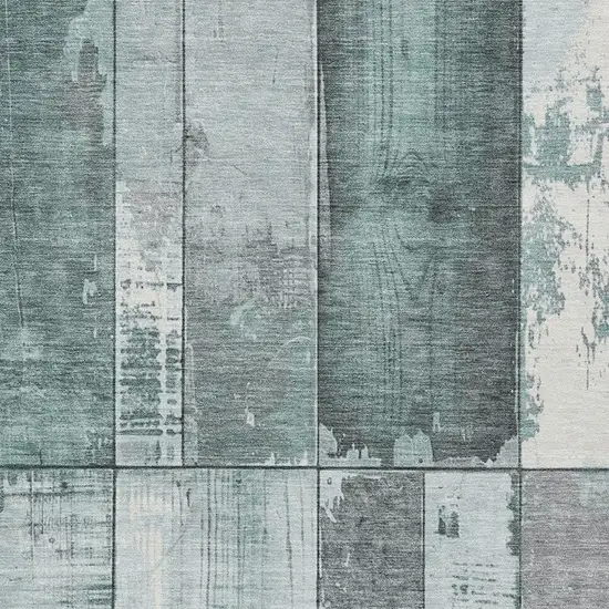 Pale Aqua And Gray Geometric Washable Indoor Outdoor Area Rug Photo 3