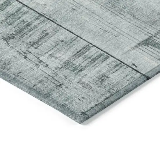 Pale Aqua And Gray Geometric Washable Indoor Outdoor Area Rug Photo 9