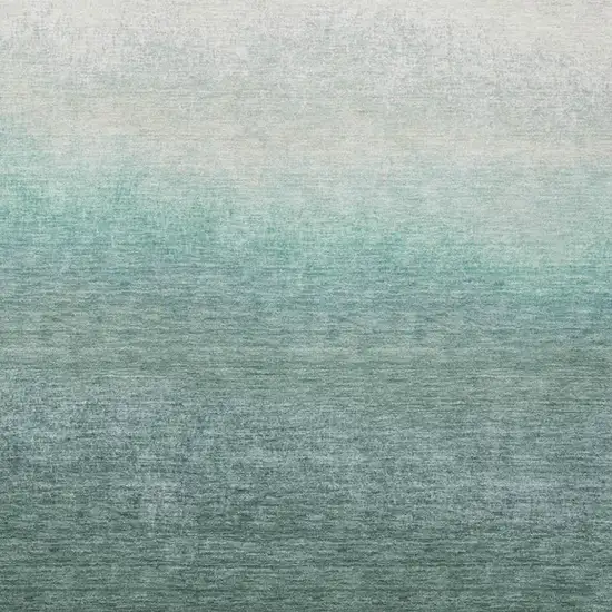 Pale Aqua And Gray Ombre Washable Indoor Outdoor Area Rug Photo 3