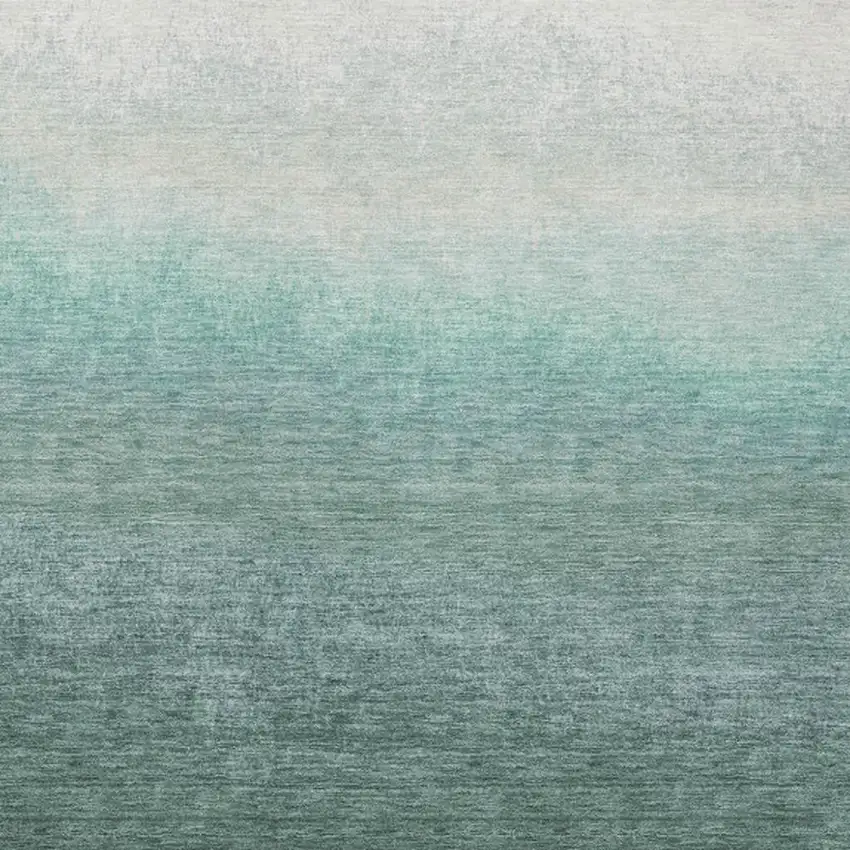 Pale Aqua And Gray Ombre Washable Indoor Outdoor Area Rug Photo 3