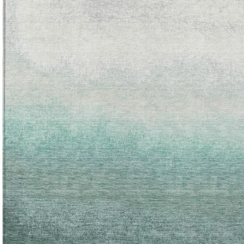 Pale Aqua And Gray Ombre Washable Indoor Outdoor Area Rug Photo 3