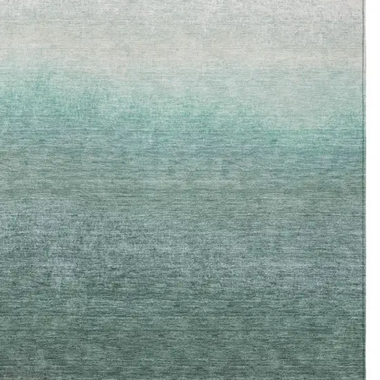 Pale Aqua And Gray Ombre Washable Indoor Outdoor Area Rug Photo 3