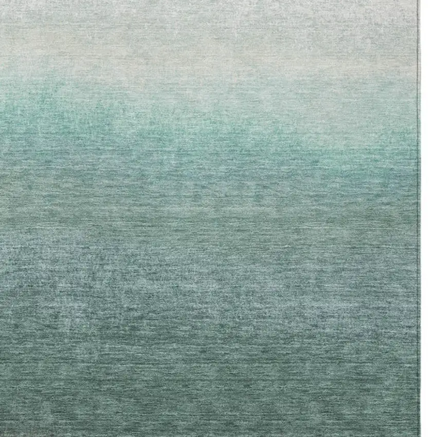 Pale Aqua And Gray Ombre Washable Indoor Outdoor Area Rug Photo 3