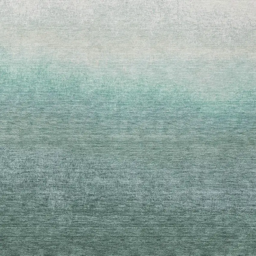 Pale Aqua And Gray Ombre Washable Indoor Outdoor Area Rug Photo 3