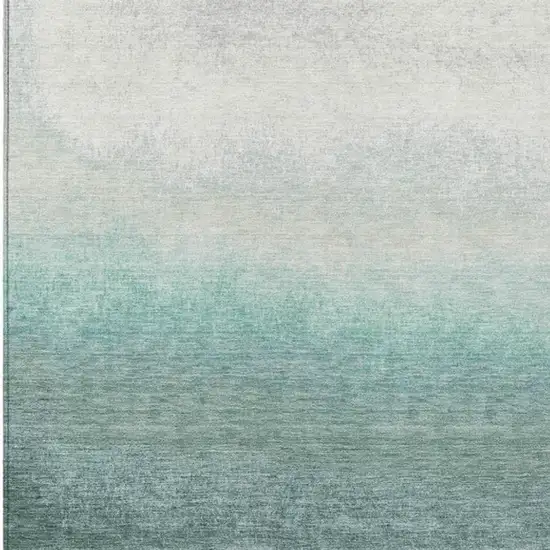 Pale Aqua And Gray Ombre Washable Indoor Outdoor Area Rug Photo 3