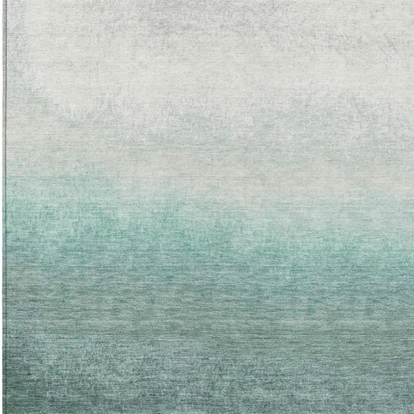Pale Aqua And Gray Ombre Washable Indoor Outdoor Area Rug Photo 3