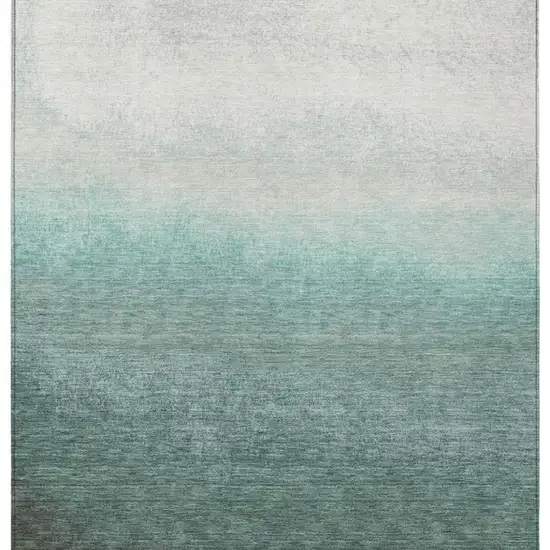 Pale Aqua And Gray Ombre Washable Indoor Outdoor Area Rug Photo 4