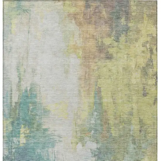 Pale Aqua And Ivory Abstract Washable Indoor Outdoor Area Rug Photo 1