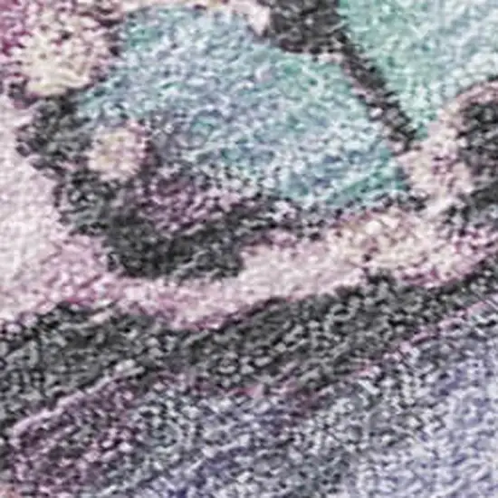 Pale Aqua And Lavender Abstract Washable Indoor Outdoor Area Rug Photo 3