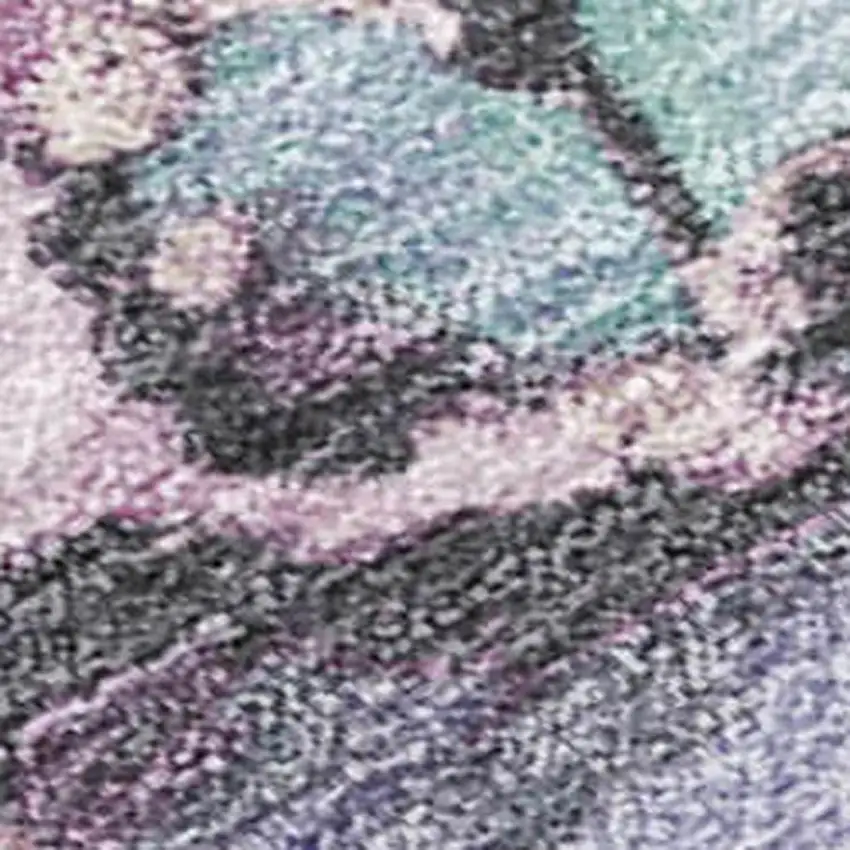 Pale Aqua And Lavender Abstract Washable Indoor Outdoor Area Rug Photo 3