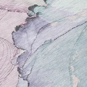 Photo of Pale Aqua And Lavender Abstract Washable Indoor Outdoor Area Rug