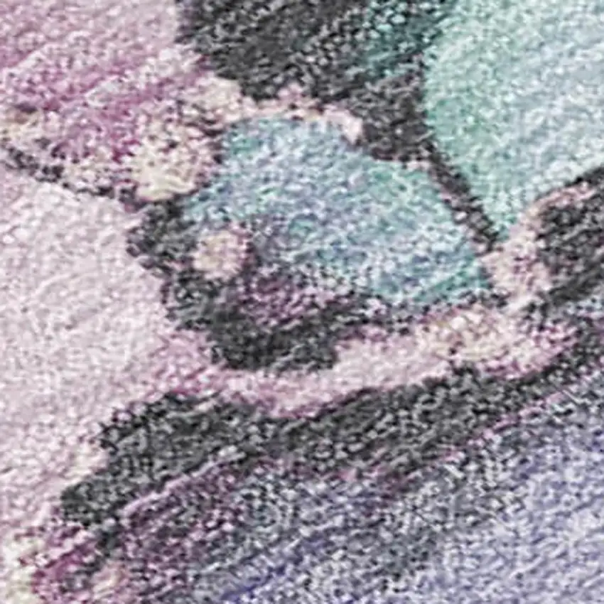 Pale Aqua And Lavender Abstract Washable Indoor Outdoor Area Rug Photo 3