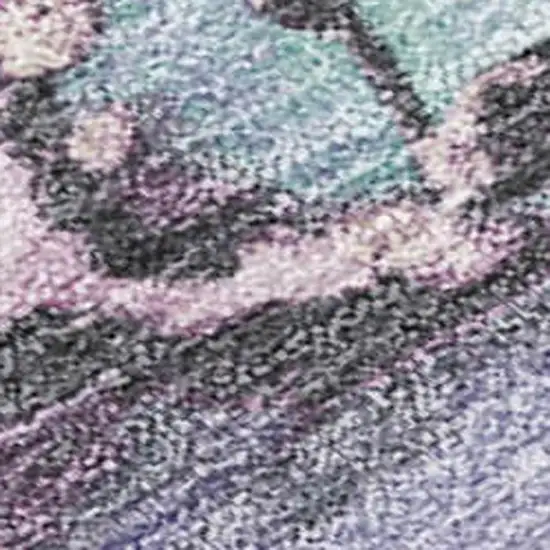 Pale Aqua And Lavender Abstract Washable Indoor Outdoor Area Rug Photo 1