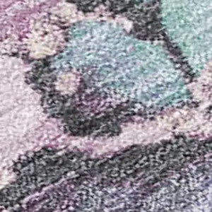 Photo of Pale Aqua And Lavender Abstract Washable Indoor Outdoor Area Rug