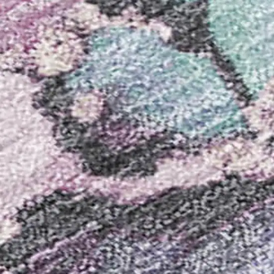 Pale Aqua And Lavender Abstract Washable Indoor Outdoor Area Rug Photo 1