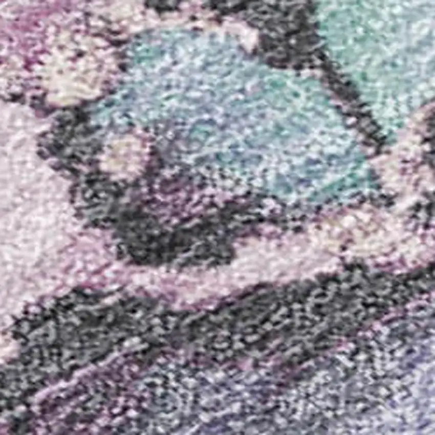 Pale Aqua And Lavender Abstract Washable Indoor Outdoor Area Rug Photo 1