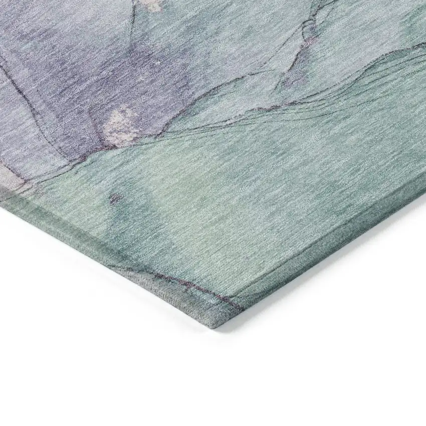 Pale Aqua And Lavender Abstract Washable Indoor Outdoor Area Rug Photo 8