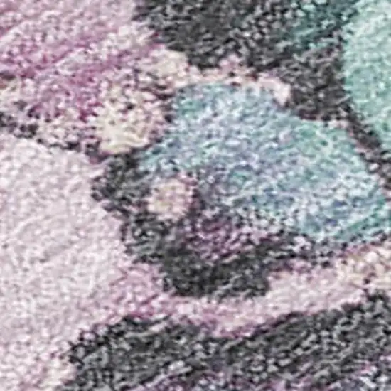 Pale Aqua And Lavender Abstract Washable Indoor Outdoor Area Rug Photo 1