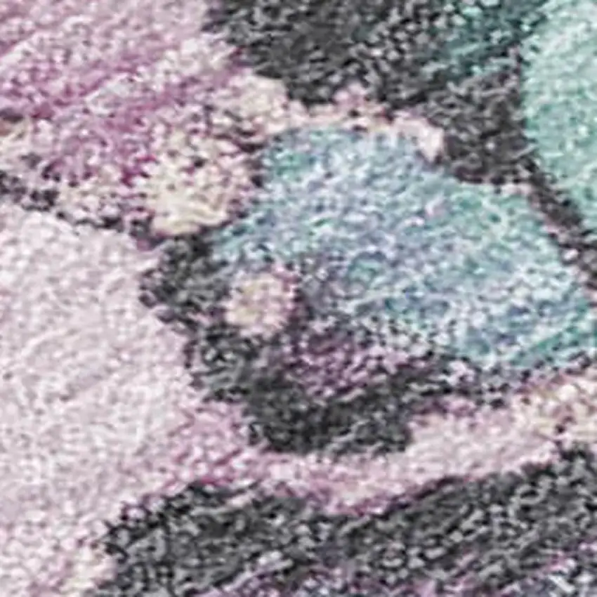 Pale Aqua And Lavender Abstract Washable Indoor Outdoor Area Rug Photo 1