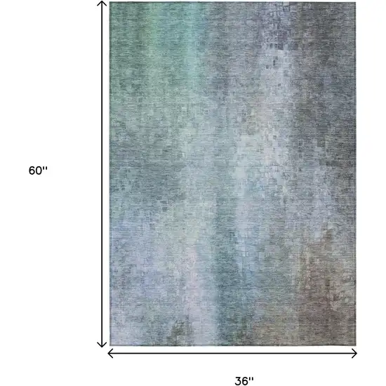 Pale Aqua And Lavender Abstract Washable Indoor Outdoor Area Rug Photo 3