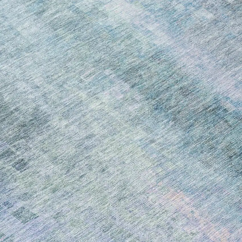 Pale Aqua And Lavender Abstract Washable Indoor Outdoor Area Rug Photo 7