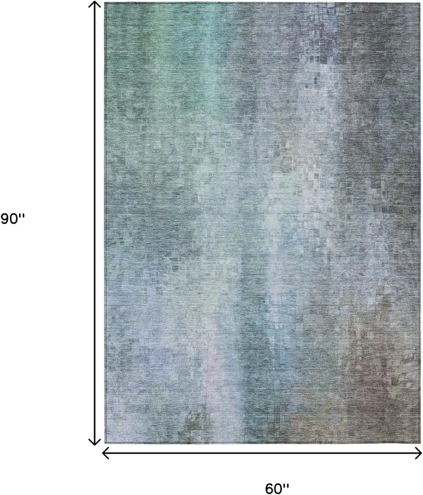 Pale Aqua And Lavender Abstract Washable Indoor Outdoor Area Rug Photo 3
