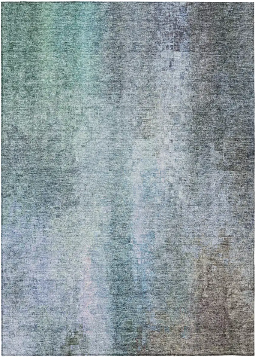 Pale Aqua And Lavender Abstract Washable Indoor Outdoor Area Rug Photo 4