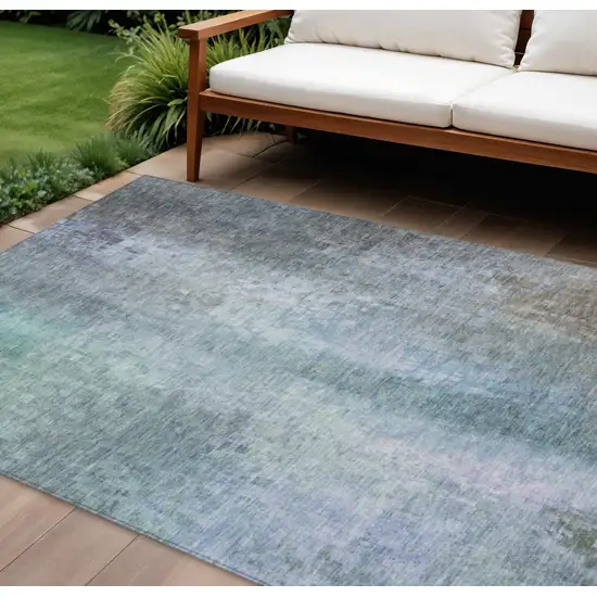 Pale Aqua And Lavender Abstract Washable Indoor Outdoor Area Rug Photo 1