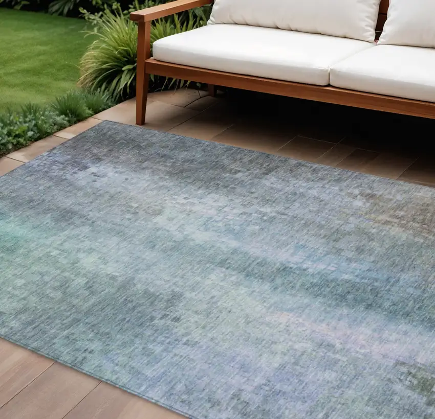 Pale Aqua And Lavender Abstract Washable Indoor Outdoor Area Rug Photo 1