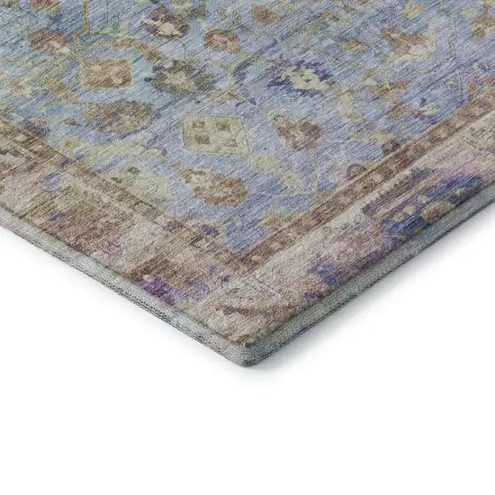 Pale Aqua And Lavender Oriental Washable Area Rug With UV Protection Photo 7