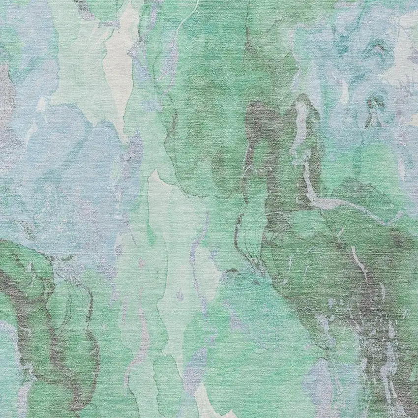 Pale Aqua And Mint Green Abstract Washable Indoor Outdoor Area Rug Photo 4