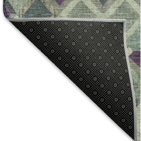 Pale Aqua And Purple Geometric Washable Area Rug With UV Protection Photo 6
