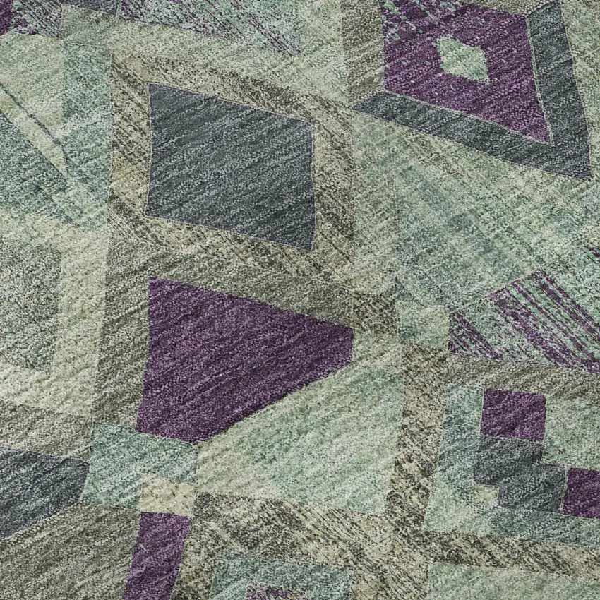 Pale Aqua And Purple Geometric Washable Area Rug With UV Protection Photo 9