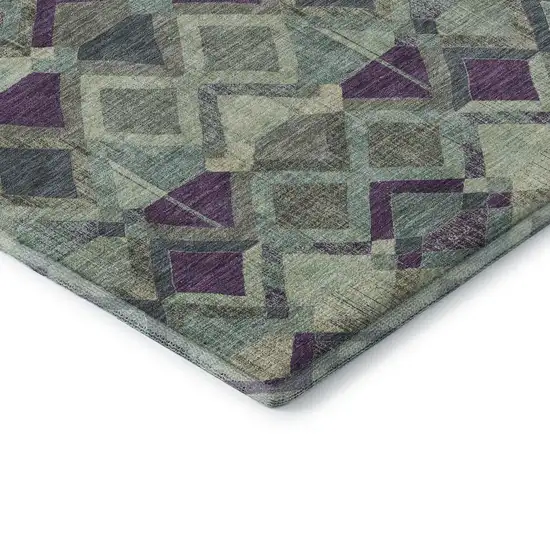 Pale Aqua And Purple Geometric Washable Area Rug With UV Protection Photo 7