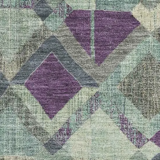 Pale Aqua And Purple Geometric Washable Area Rug With UV Protection Photo 2