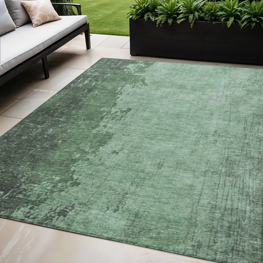 Pale Aqua And Sage Abstract Washable Indoor Outdoor Area Rug Photo 2