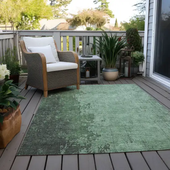Pale Aqua And Sage Abstract Washable Indoor Outdoor Area Rug Photo 5