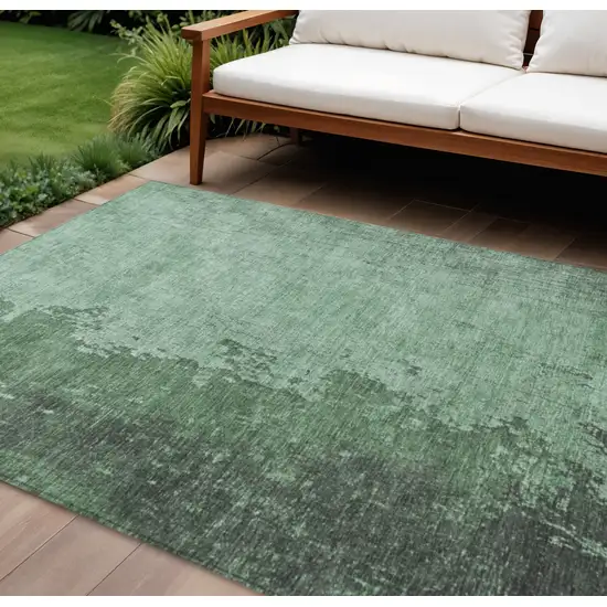 Pale Aqua And Sage Abstract Washable Indoor Outdoor Area Rug Photo 2